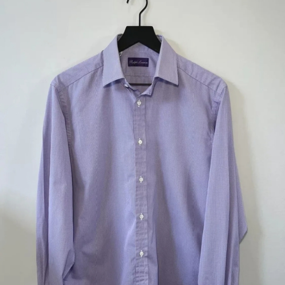 Ralph Lauren Purple Label Dress Shirt French Cuff Purple and White